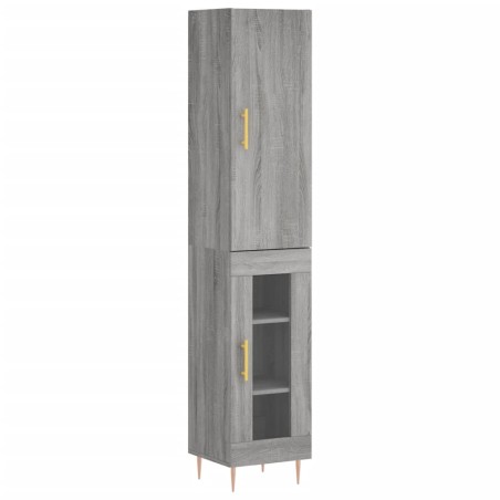 vidaXL Aparador alto madera contrachapada gris Sonoma 34,5x34x180 cm