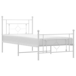 vidaXL Estructura cama metal con cabecero y pie cama blanca 90x200 cm