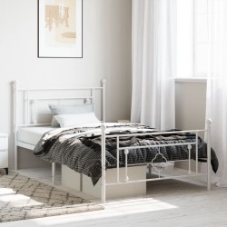 vidaXL Estructura cama metal con cabecero y pie cama blanca 107x203 cm