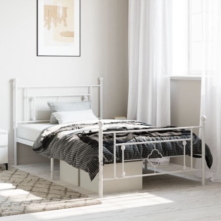 vidaXL Estructura cama metal con cabecero y pie cama blanca 107x203 cm