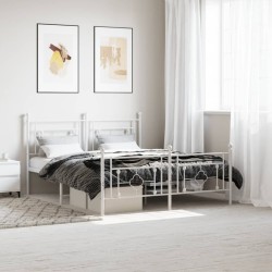 vidaXL Estructura cama metal con cabecero y estribo blanco 160x200 cm
