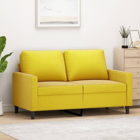 vidaXL Sofá de 2 plazas terciopelo amarillo 120 cm