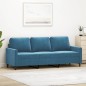 vidaXL Sofá de 3 plazas terciopelo azul 180 cm vidaXL Sofá de 3 plazas terciopelo azul 180 cm