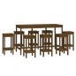 vidaXL Set de bar 9 piezas madera maciza de pino marrón miel vidaXL Set de bar 9 piezas madera maciza de pino marrón miel