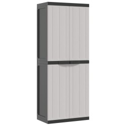 vidaXL Armario de almacenaje exterior PP gris y negro 65x37x165 cm