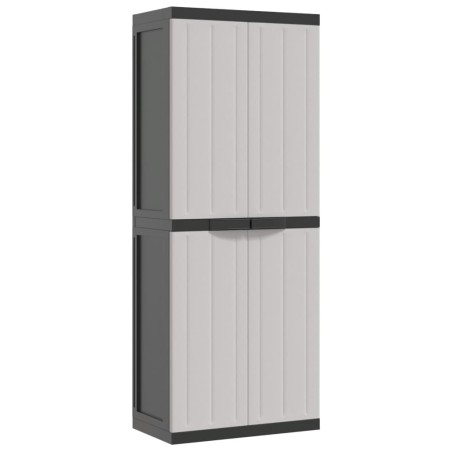 vidaXL Armario de almacenaje exterior PP gris y negro 65x37x165 cm