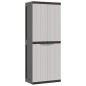 vidaXL Armario de almacenaje exterior PP gris y negro 65x37x165 cm