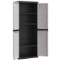 vidaXL Armario de almacenaje exterior PP gris y negro 65x37x165 cm