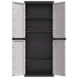 vidaXL Armario de almacenaje exterior PP gris y negro 65x37x165 cm