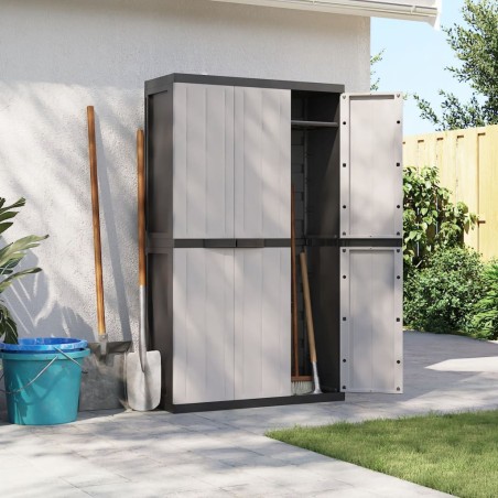 vidaXL Armario de almacenaje exterior PP gris y negro 97x37x165 cm