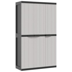 vidaXL Armario de almacenaje exterior PP gris y negro 97x37x165 cm