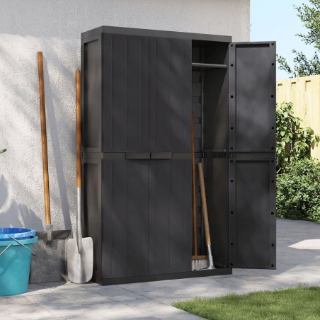 vidaXL Armario de almacenaje exterior PP negro 97x37x165 cm