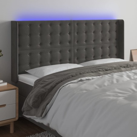 vidaXL Cabecero con LED de terciopelo gris oscuro 203x16x118/128 cm