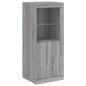 vidaXL Aparador con luz LED 3 pzas madera de ingeniería gris Sonoma vidaXL Aparador con luz LED 3 pzas madera de ingeniería gris Sonoma