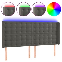 vidaXL Cabecero con LED de terciopelo gris oscuro 203x16x118/128 cm