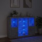 vidaXL Aparador con luz LED 3 pzas madera de ingeniería gris hormigón vidaXL Aparador con luz LED 3 pzas madera de ingeniería gris hormigón