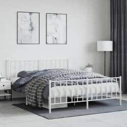 vidaXL Estructura cama metal con cabecero y estribo blanco 160x200 cm