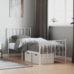 vidaXL Estructura cama metal con cabecero y pie cama blanca 75x190 cm