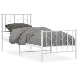 vidaXL Estructura cama metal con cabecero y pie cama blanca 75x190 cm