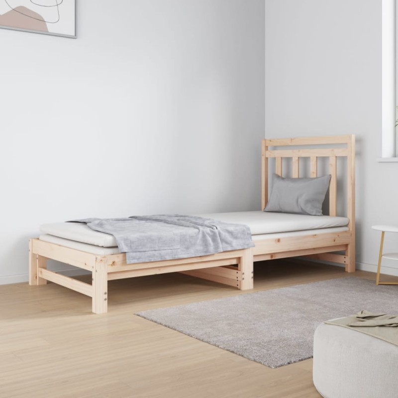 vidaXL Sofá cama extraíble madera maciza de pino 2x(90x190) cm vidaXL Sofá cama extraíble madera maciza de pino 2x(90x190) cm