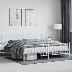 vidaXL Estructura cama metal con cabecero y estribo blanco 200x200 cm