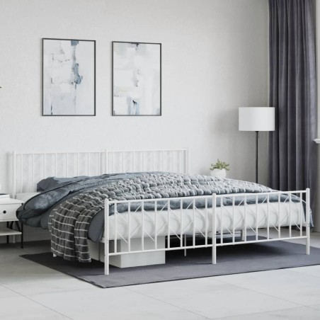 vidaXL Estructura cama metal con cabecero y estribo blanco 200x200 cm