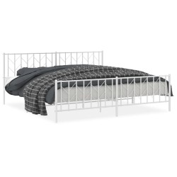 vidaXL Estructura cama metal con cabecero y estribo blanco 200x200 cm