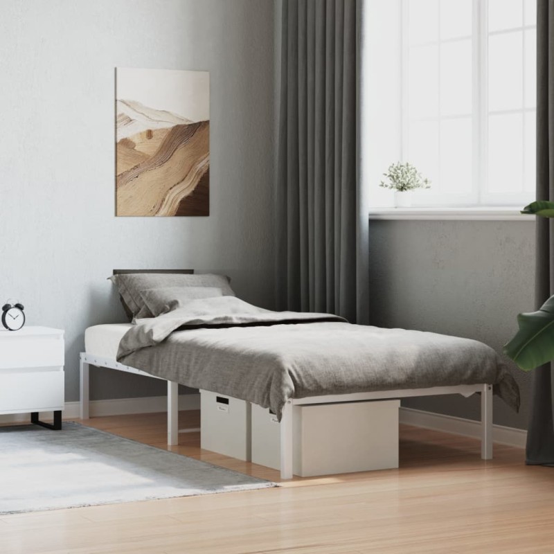 vidaXL Estructura de cama de metal blanca 90x200 cm vidaXL Estructura de cama de metal blanca 90x200 cm