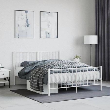 vidaXL Estructura cama metal con cabecero y estribo blanco 140x200 cm