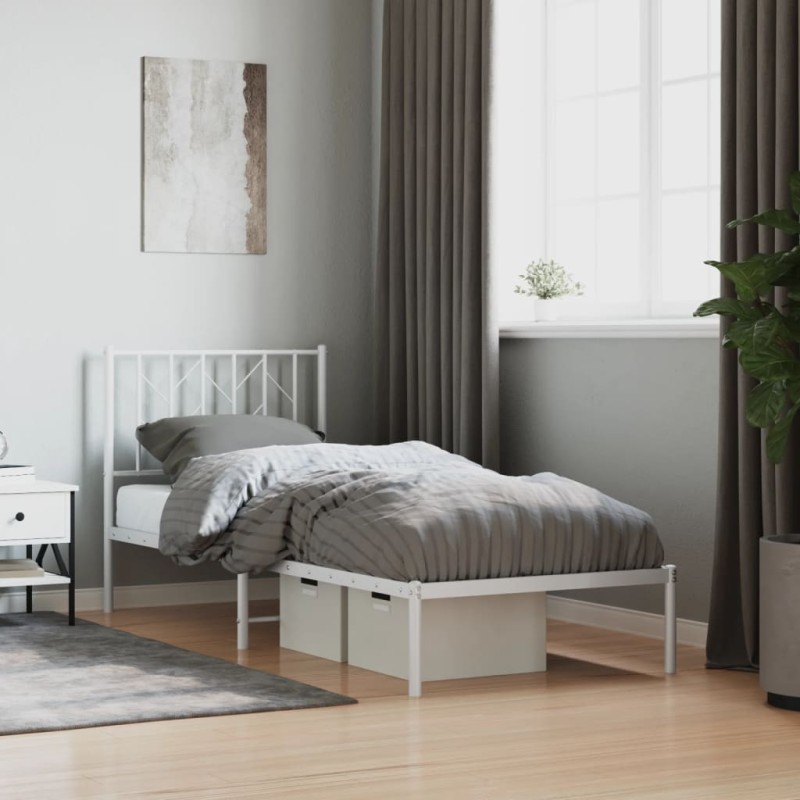 vidaXL Estructura de cama de metal con cabecero blanco 80x200 cm