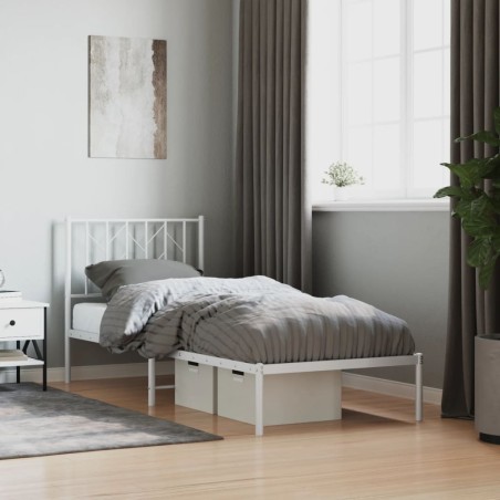 vidaXL Estructura de cama de metal con cabecero blanco 80x200 cm