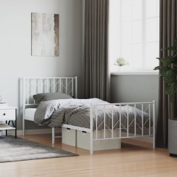 vidaXL Estructura cama metal con cabecero y pie cama blanca 90x190 cm