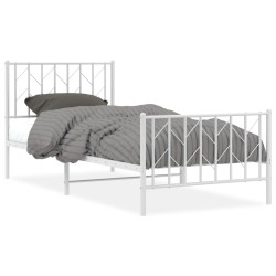 vidaXL Estructura cama metal con cabecero y pie cama blanca 90x190 cm