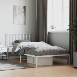 vidaXL Estructura de cama de metal con cabecero blanco 107x203 cm