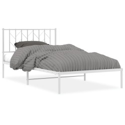 vidaXL Estructura de cama de metal con cabecero blanco 107x203 cm