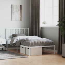 vidaXL Estructura de cama de metal con cabecero blanco 100x190 cm