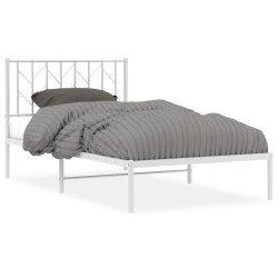 vidaXL Estructura de cama de metal con cabecero blanco 100x190 cm
