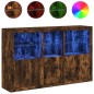 vidaXL Aparador con luces LED roble ahumado 162x37x100 cm