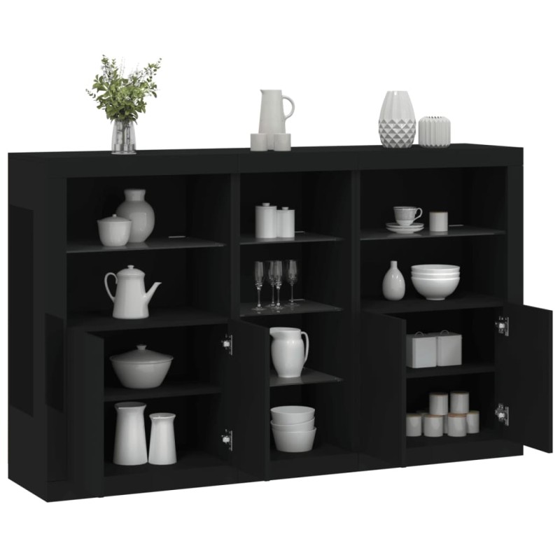 vidaXL Aparador con luces LED negro 162x37x100 cm vidaXL Aparador con luces LED negro 162x37x100 cm