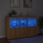 vidaXL Aparador con luces LED roble Sonoma 162x37x100 cm