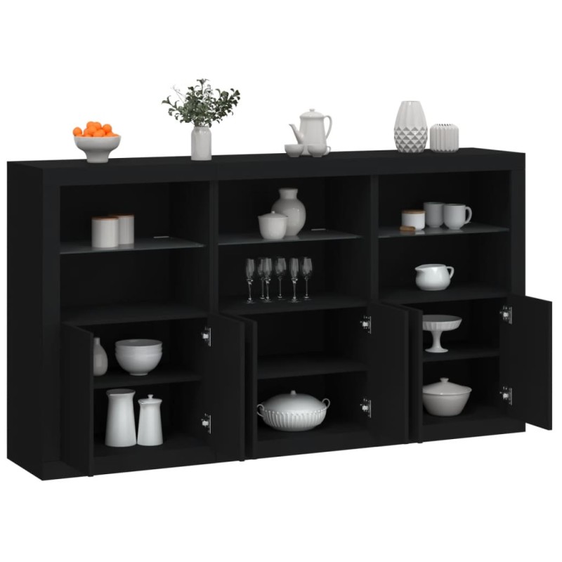 vidaXL Aparador con luces LED negro 181,5x37x100 cm vidaXL Aparador con luces LED negro 181,5x37x100 cm