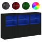 vidaXL Aparador con luces LED negro 181,5x37x100 cm vidaXL Aparador con luces LED negro 181,5x37x100 cm