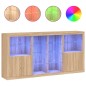vidaXL Aparador con luces LED roble Sonoma 202x37x100 cm vidaXL Aparador con luces LED roble Sonoma 202x37x100 cm