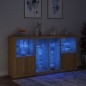 vidaXL Aparador con luces LED roble Sonoma 202x37x100 cm vidaXL Aparador con luces LED roble Sonoma 202x37x100 cm