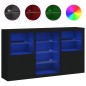 vidaXL Aparador con luces LED negro 181,5x37x100 cm vidaXL Aparador con luces LED negro 181,5x37x100 cm