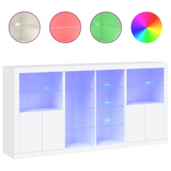 vidaXL Aparador con luces LED blanco 202x37x100 cm