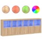 vidaXL Aparador con luces LED roble Sonoma 283x37x100 cm vidaXL Aparador con luces LED roble Sonoma 283x37x100 cm
