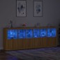 vidaXL Aparador con luces LED roble Sonoma 283x37x100 cm vidaXL Aparador con luces LED roble Sonoma 283x37x100 cm