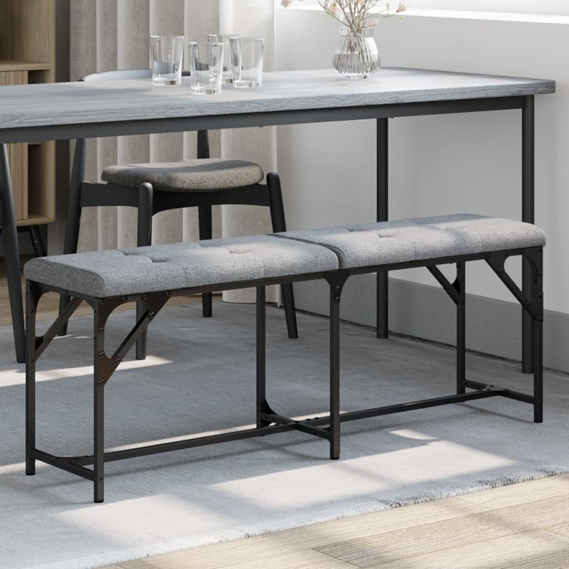 vidaXL Banco de comedor acero y tela gris claro 124x32x45 cm vidaXL Banco de comedor acero y tela gris claro 124x32x45 cm