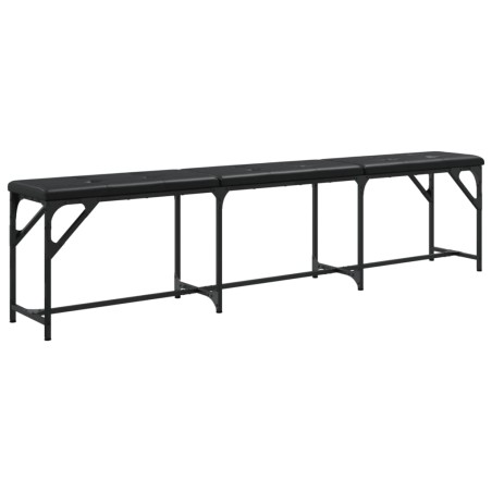 vidaXL Banco de comedor acero y cuero sintético negro 186x32x45 cm